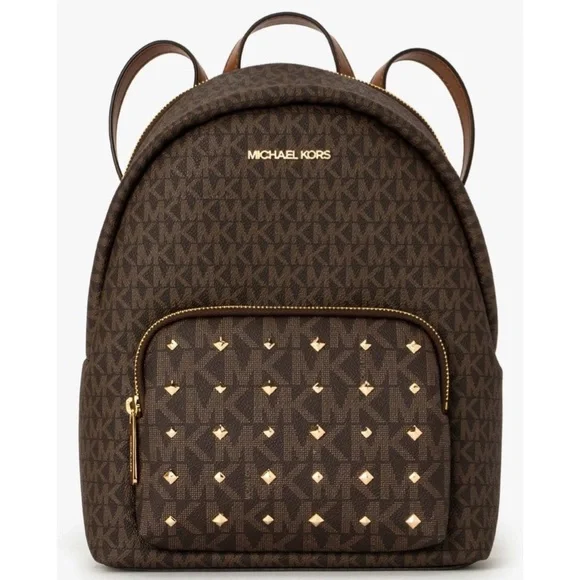 . Michael Kors Medium Erin 35F0GERB2V Studded Backpack In Brown Acorn - Picture 3 of 16